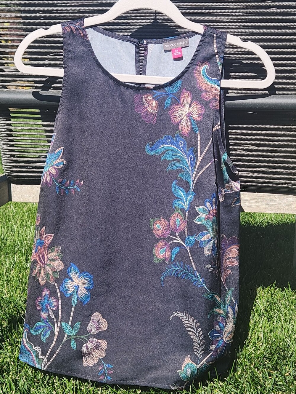 NWT- Vince Camuto Black Floral Sleeveless Camisole with Multicolor Blooms